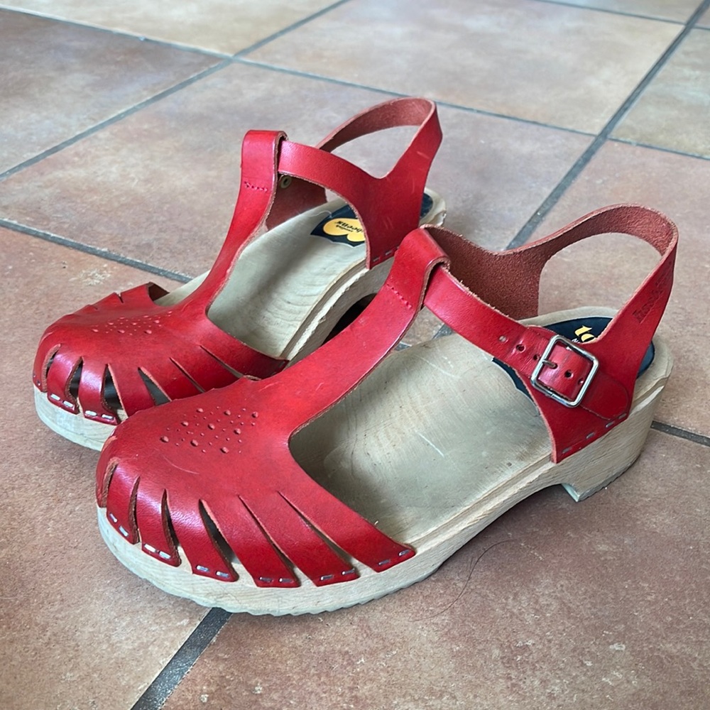 Swedish Hasbeens Red Clogs